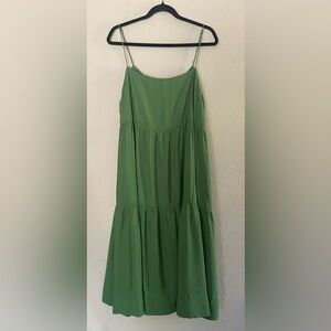Abercrombie & Fitch Women’s Midi Dress Green Sz XLT Tiered Babydoll Lined